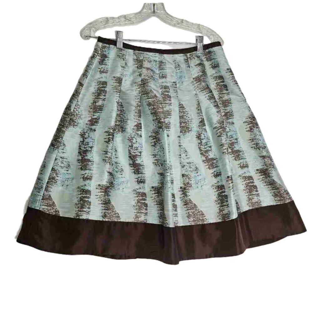 3 X 25 Odille Turquoise Silk Aline Skirt Knee Length Patterned Womens Sz 4